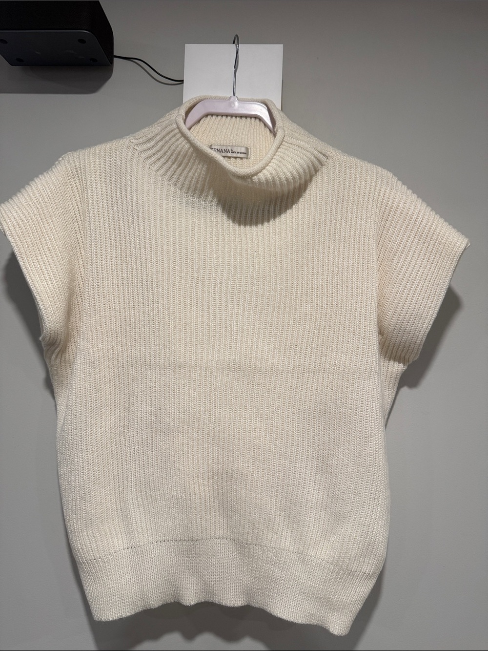 Zenana Outfitters Sleeveless Turtleneck Sweater - Cream